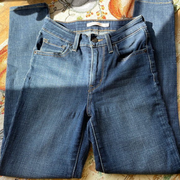 LEVIS 721 HIGH RISE SKINNY WOMENS DENIM BLUE JEANS HEMMED 24 - Picture 2 of 15